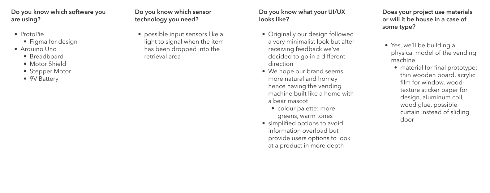 Action Research - Lists: Figuring our what features we wanted in our vending machine prototype and what to prepare for it.