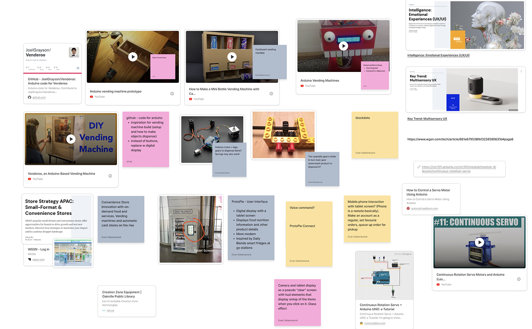 An Figjam where we compiled ideas and researchfor our vending machine prototype.